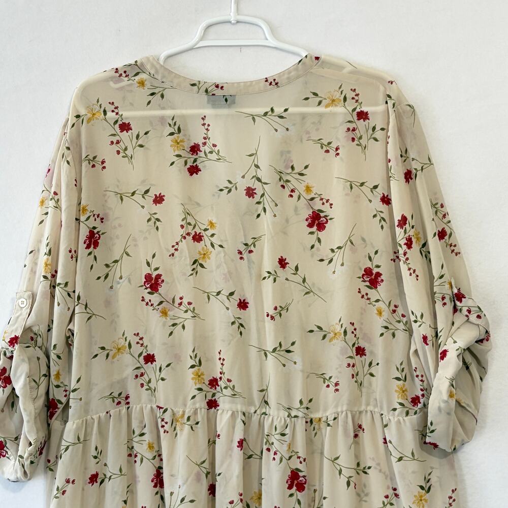 Torrid Lexie Babydoll Hi-Low Tunic Top Womens 3X Cream Semi-Sheer Chiffon Floral - Picture 7 of 11